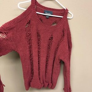 Love Marks ripped dark pink sweater